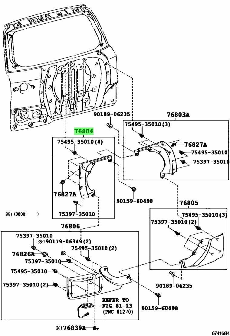 Buy Genuine Toyota A A Garnish Sub Assy Back Door Outside Upper Lh