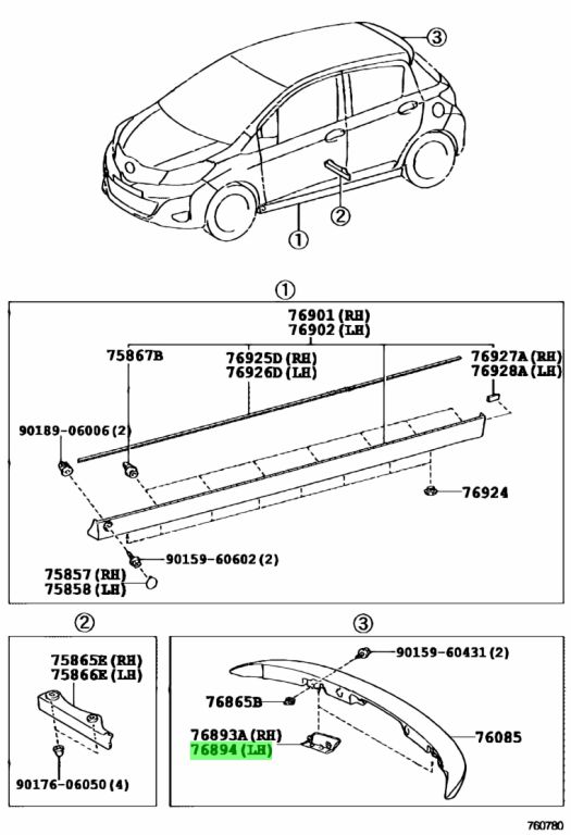 Buy Genuine Toyota 7689452040C0 76894 52040 C0 Cover Rear Spoiler 