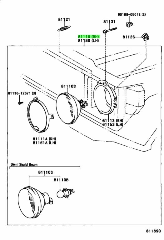 Buy Genuine Toyota 8111090K34 (81110-90K34) Headlamp Assy, Rh for ...