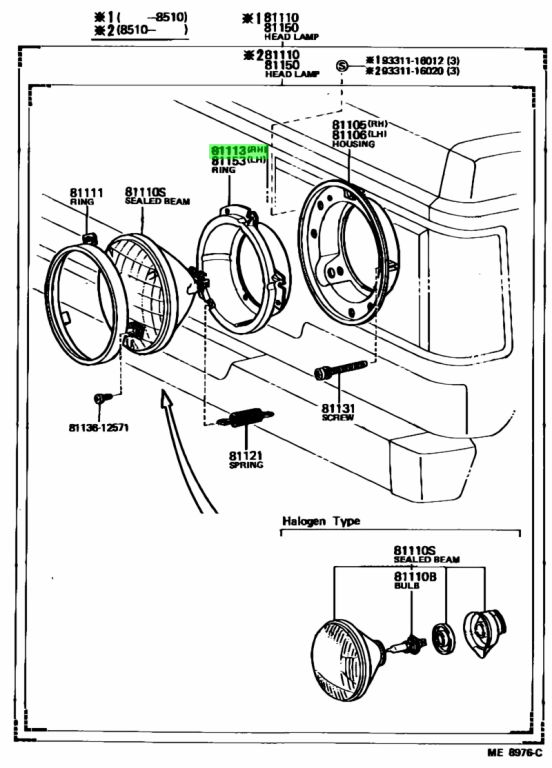 Buy Genuine Toyota 8115390A02 (81153-90A02) Ring, Sealed Beam Mounting ...