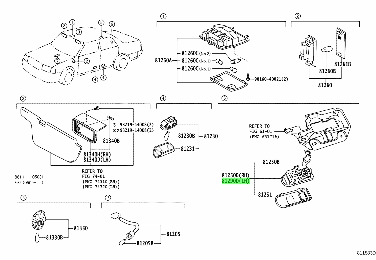 Buy Genuine Toyota 8129022031B1 (81290-22031-B1) Lamp Assy, Rear Room ...