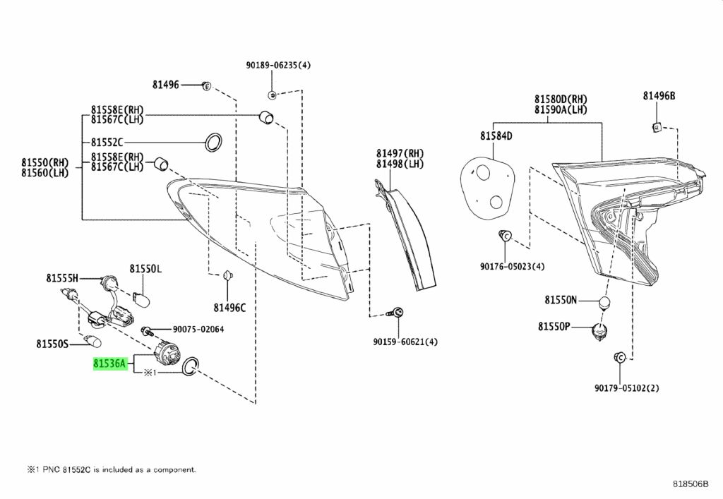 Buy Genuine Toyota 8153652C80 (81536-52C80) Led, Rear Lamp. Prices ...
