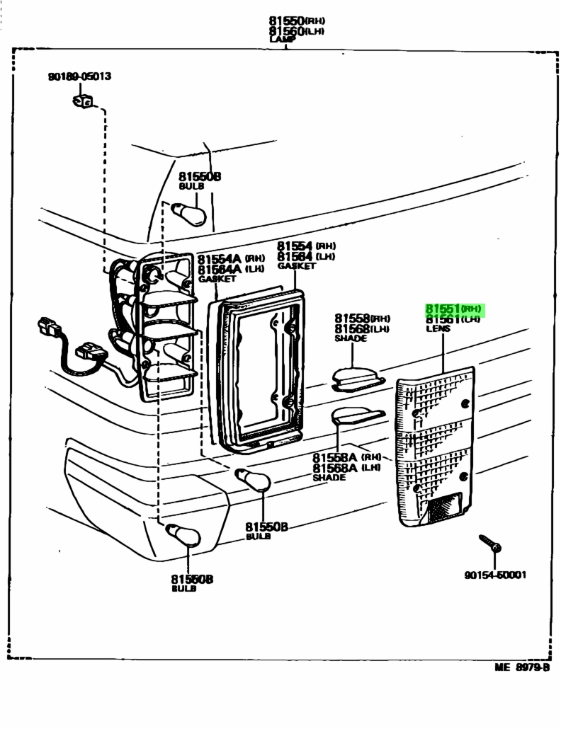 Buy Genuine Toyota 8155190A00 81551 90A00 Lens Rear Combination Lamp Rh for Toyota Land Cruiser. Prices fast shipping photos weight Amayama