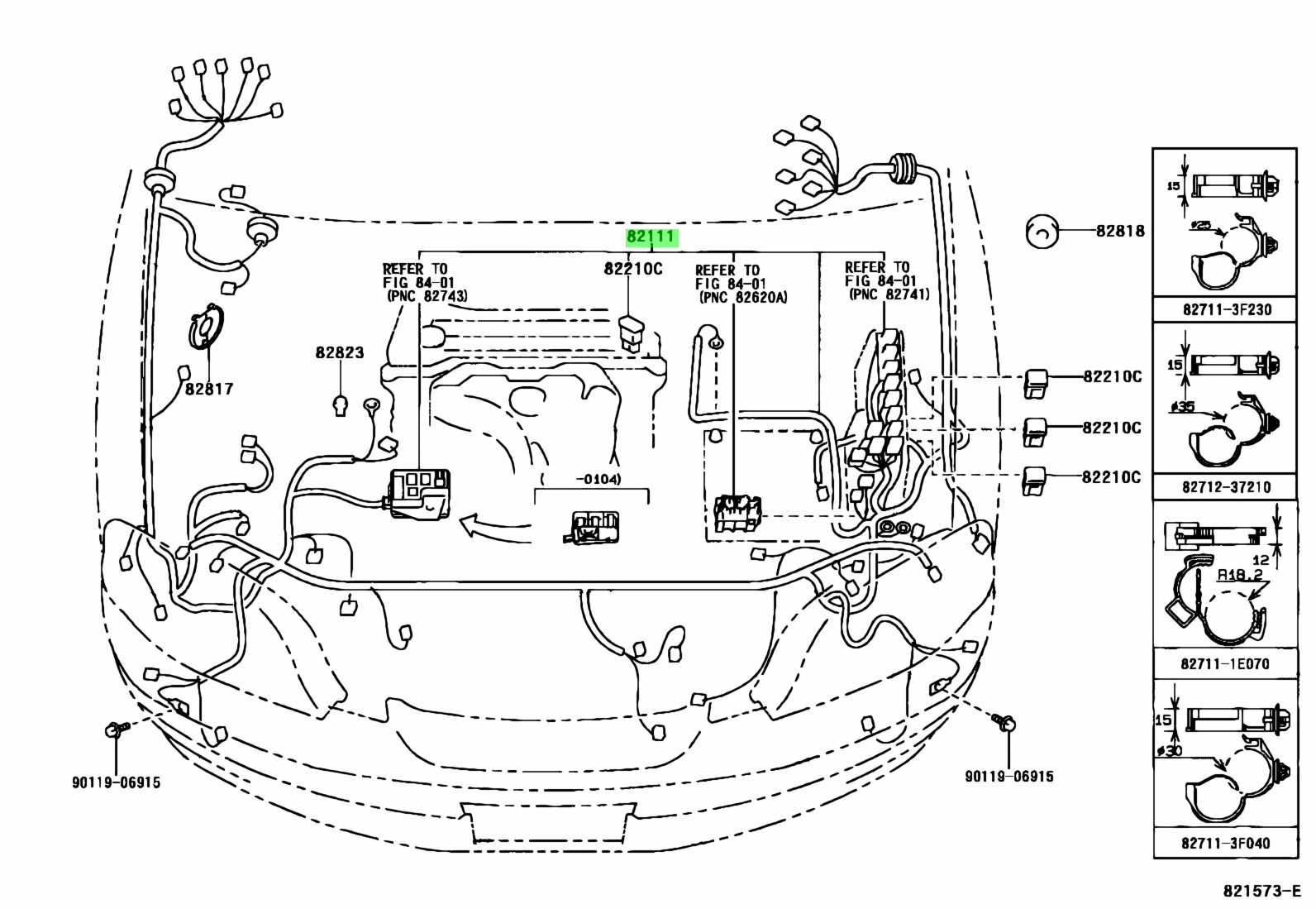 Купить Toyota 821114C130 (821114C130) Wire, Engine Room Main для