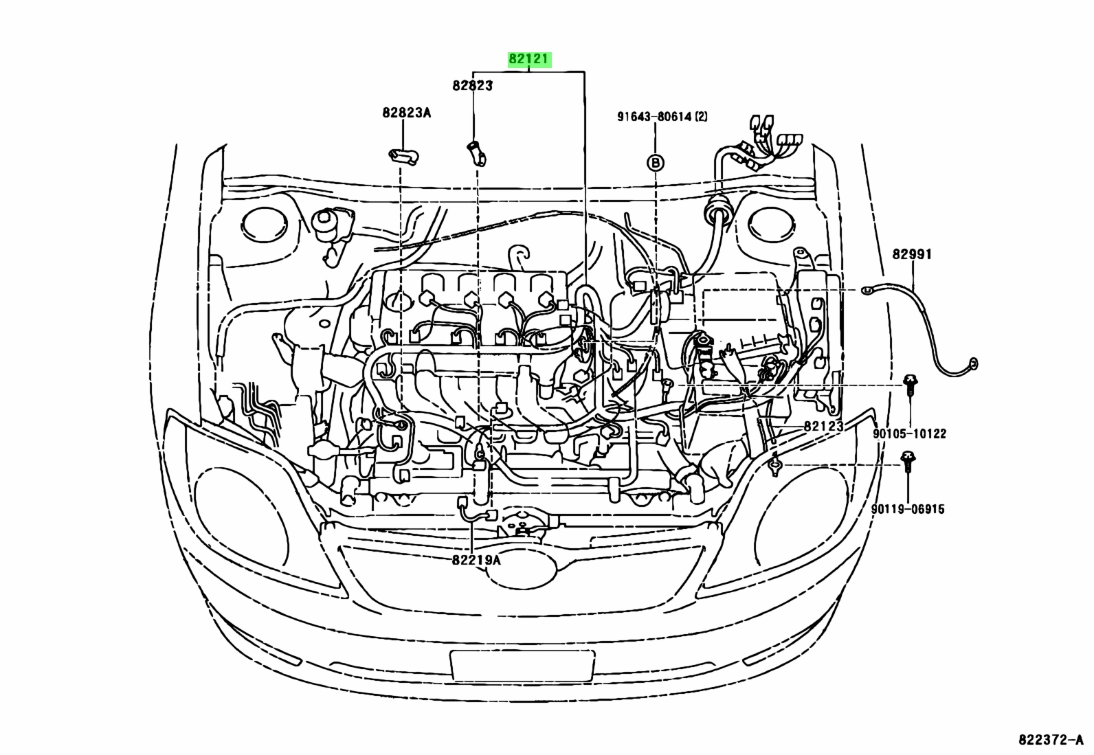 Buy Genuine Toyota 821211X050 (82121-1X050) Wire, Engine. Prices