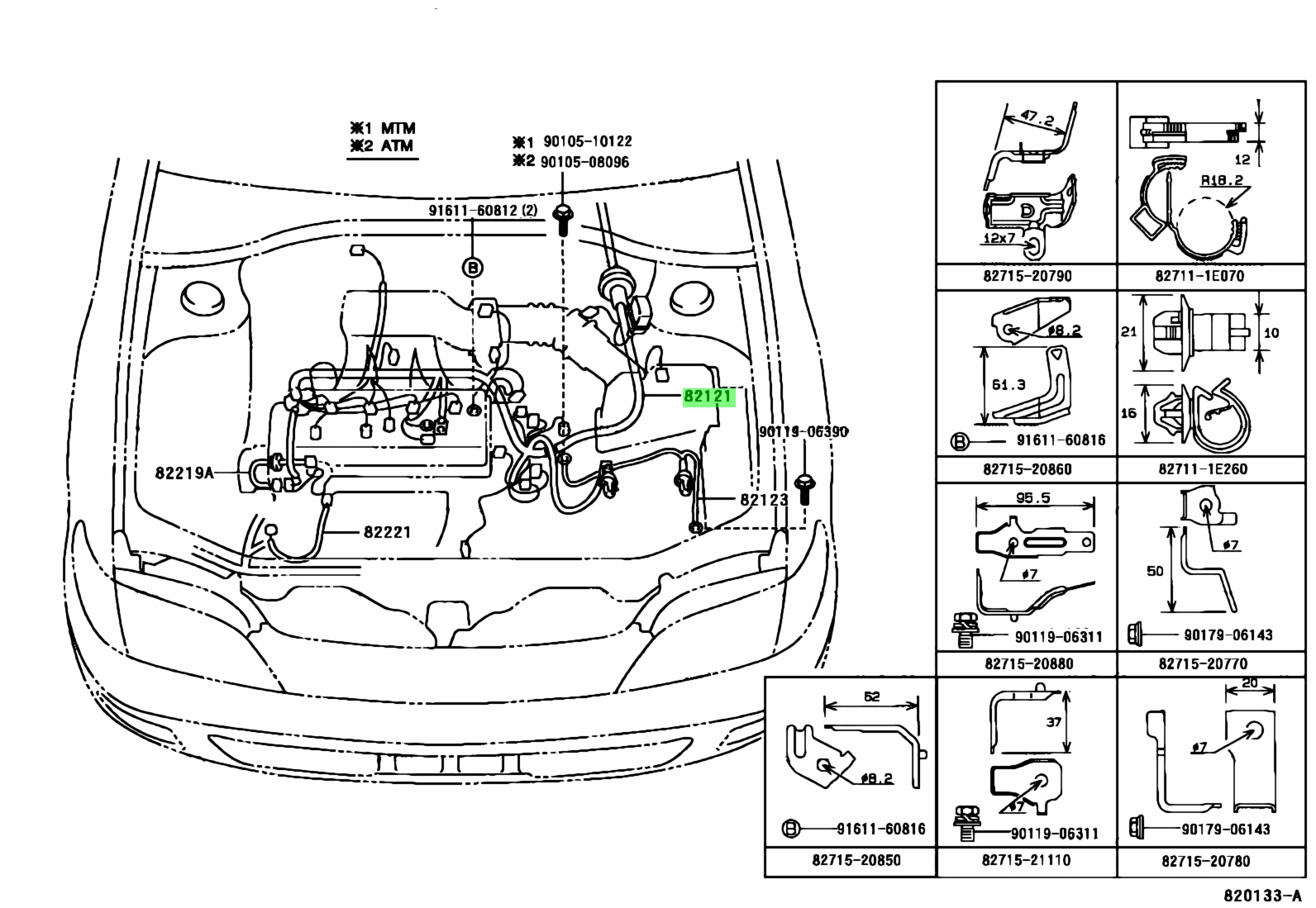 Buy Genuine Toyota 8212121170 (82121-21170) Wire, Engine. Prices