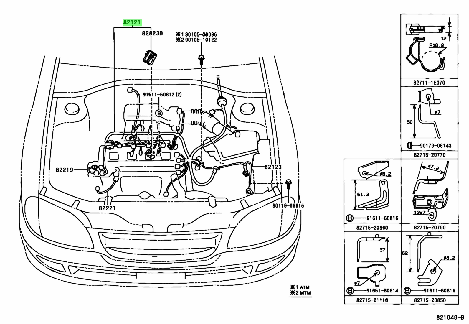 Buy Genuine Toyota 8212121260 (82121-21260) Wire, Engine for Toyota ...