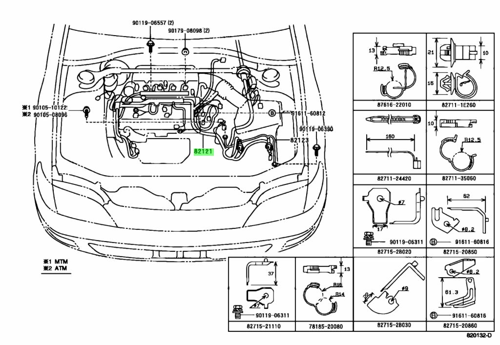 Buy Genuine Toyota 821212M340 (82121-2M340) Wire, Engine. Prices, fast ...