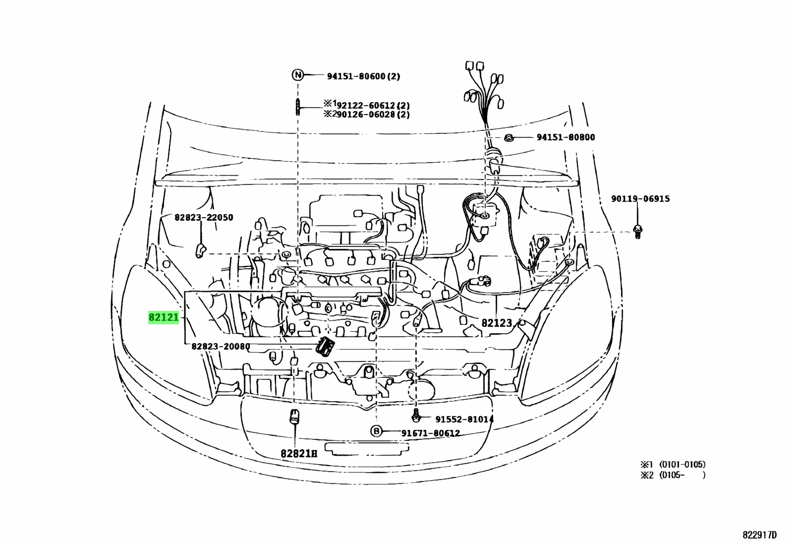 Buy Genuine Toyota 821215C180 (82121-5C180) Wire, Engine for Toyota ...