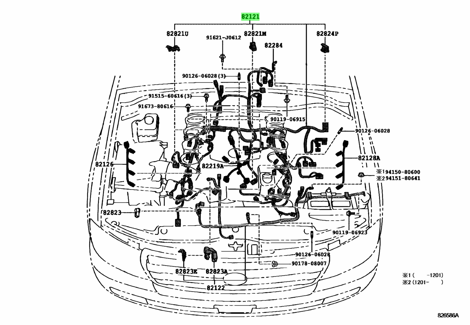 Buy Genuine Toyota 8212160C90 (82121-60C90) Wire, Engine for