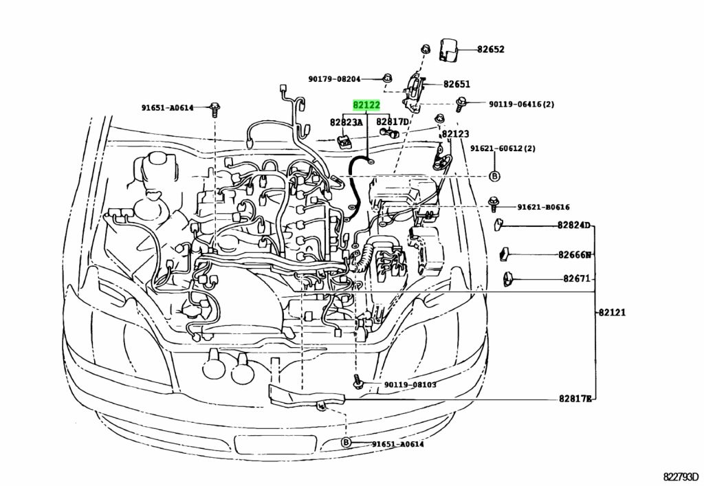 Buy Genuine Toyota 8212230760 (82122-30760) Wire, Engine, No.2. Prices ...