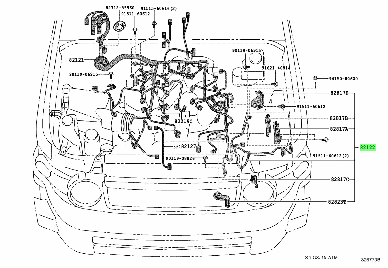 Buy Genuine Toyota 8212235a80 (82122-35a80) Wire, Engine, No.2 For 