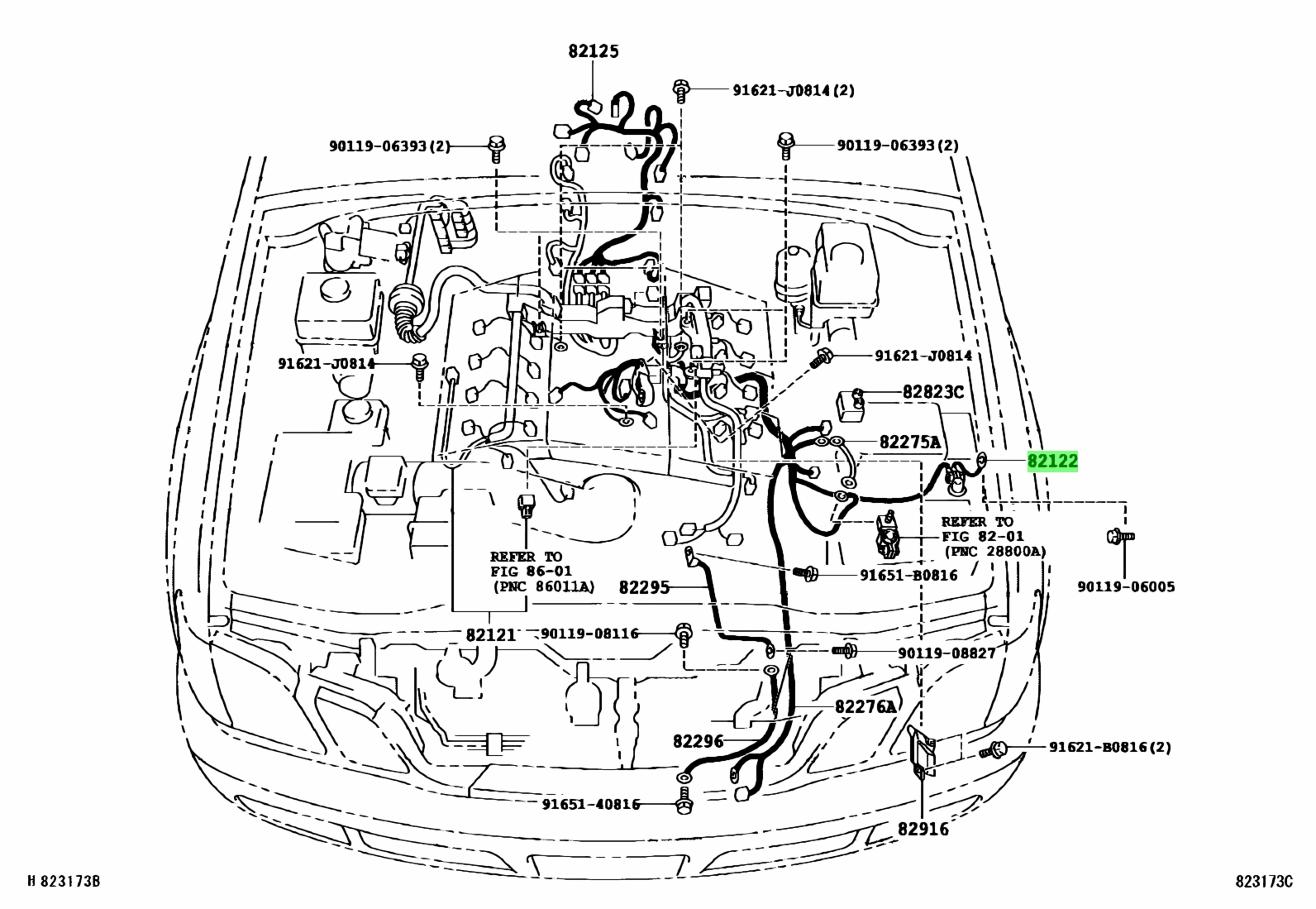 Buy Genuine Toyota 8212260352 (82122-60352) Wire, Engine, No.2. Prices ...