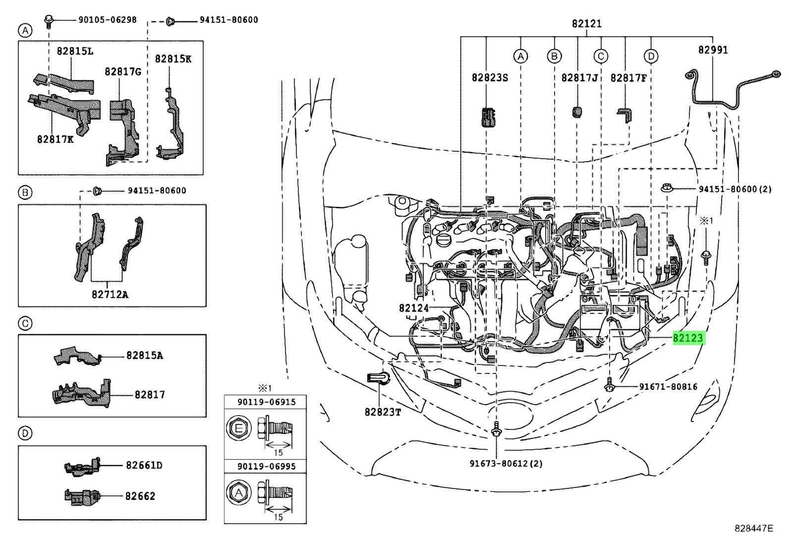 Buy Genuine Toyota 8212312510 (82123-12510) Wire, Engine, No.3. Prices ...