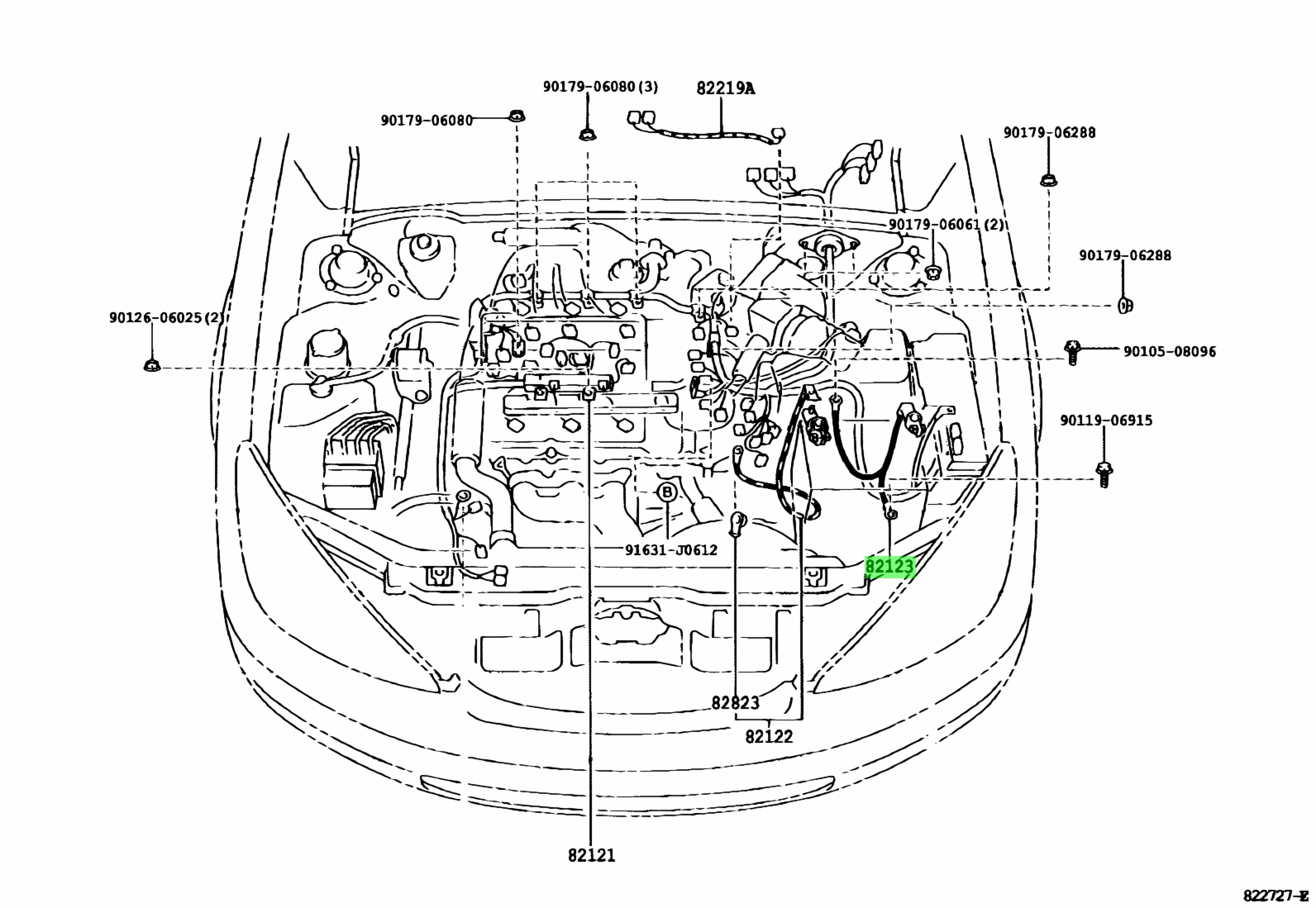 Buy Genuine Toyota 8212333030 (82123-33030) Wire, Engine, No.3. Prices ...