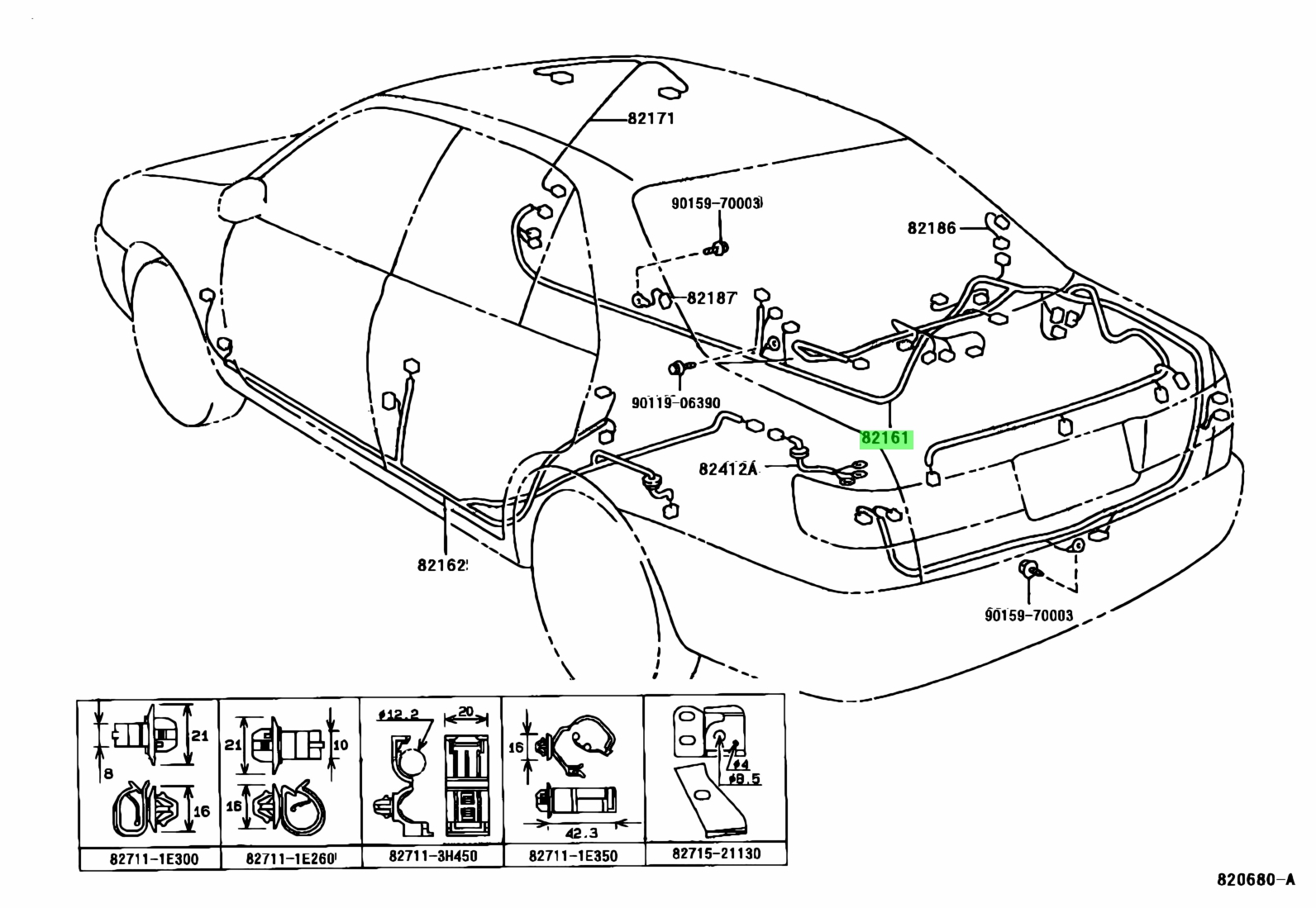 Buy Genuine Toyota 821612L720 (821612L720) Wire, Floor for Toyota