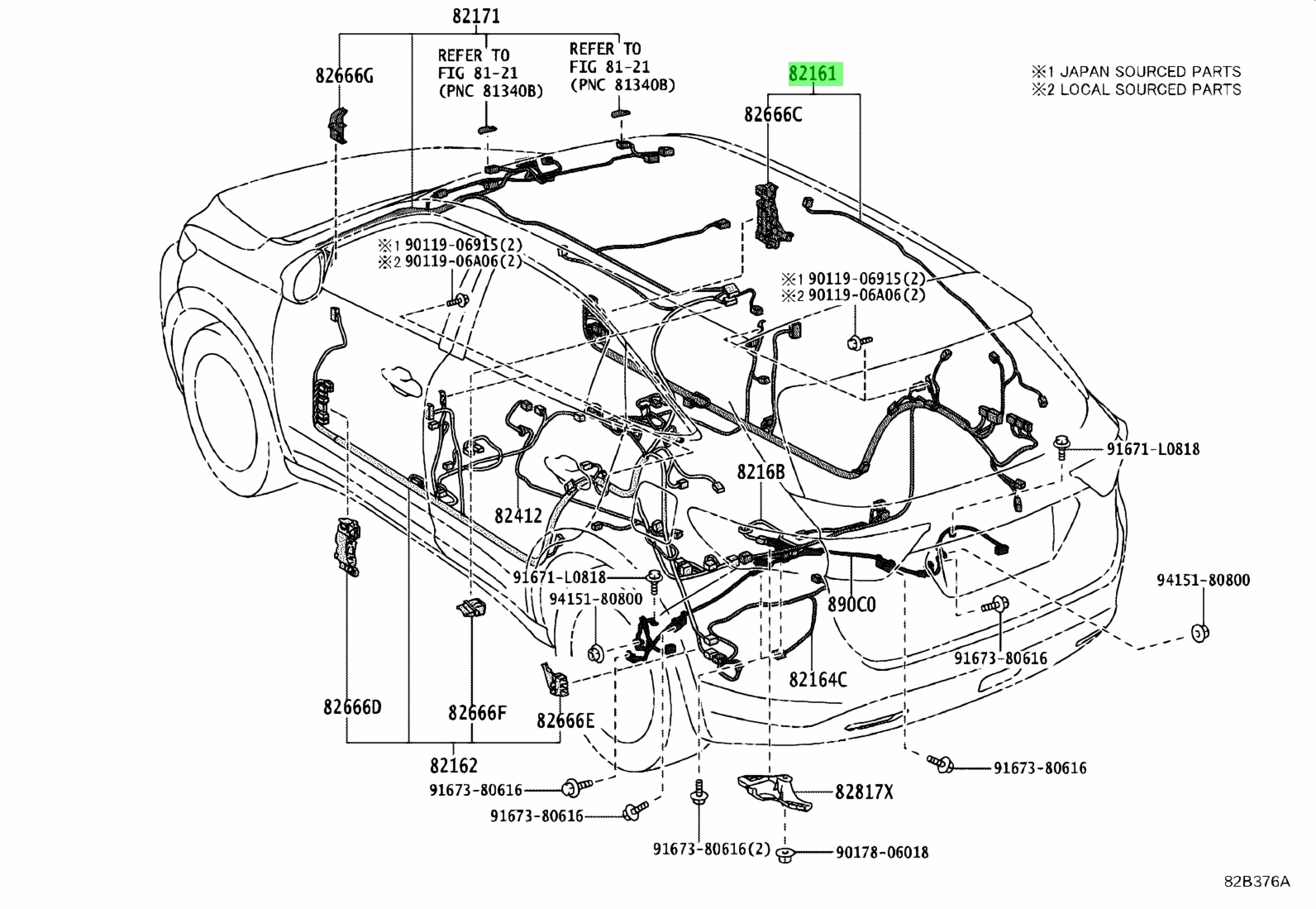 Buy Genuine Toyota 821614D540 (82161-4D540) Wire, Floor. Prices, fast ...