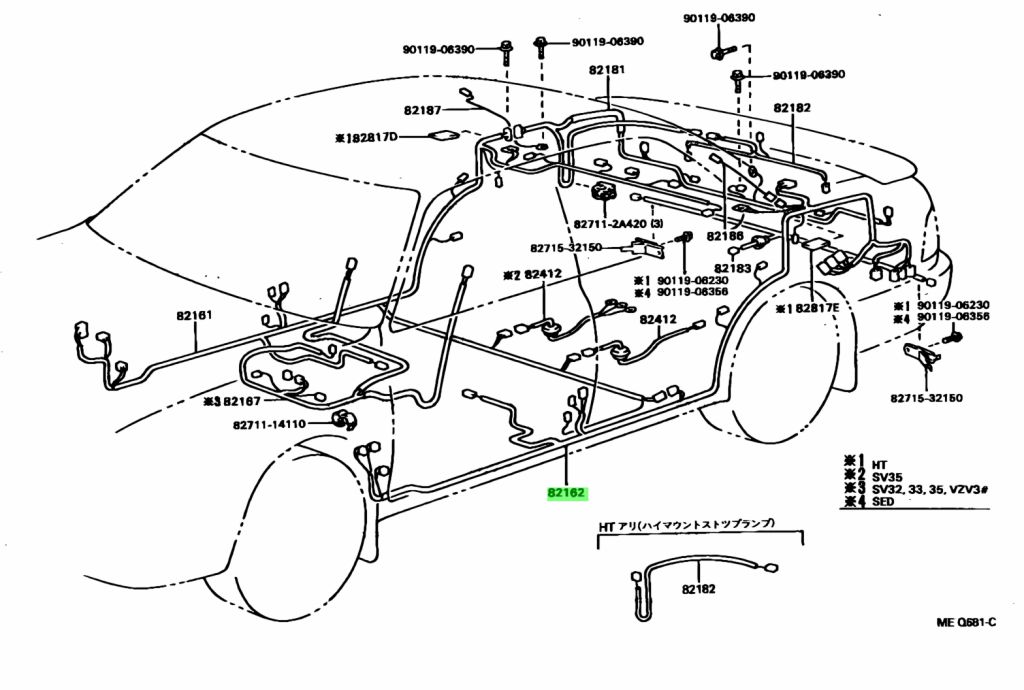 Купить Toyota 8216232820 (82162-32820) Wire, Floor, No.2. Цены, быстрая ...