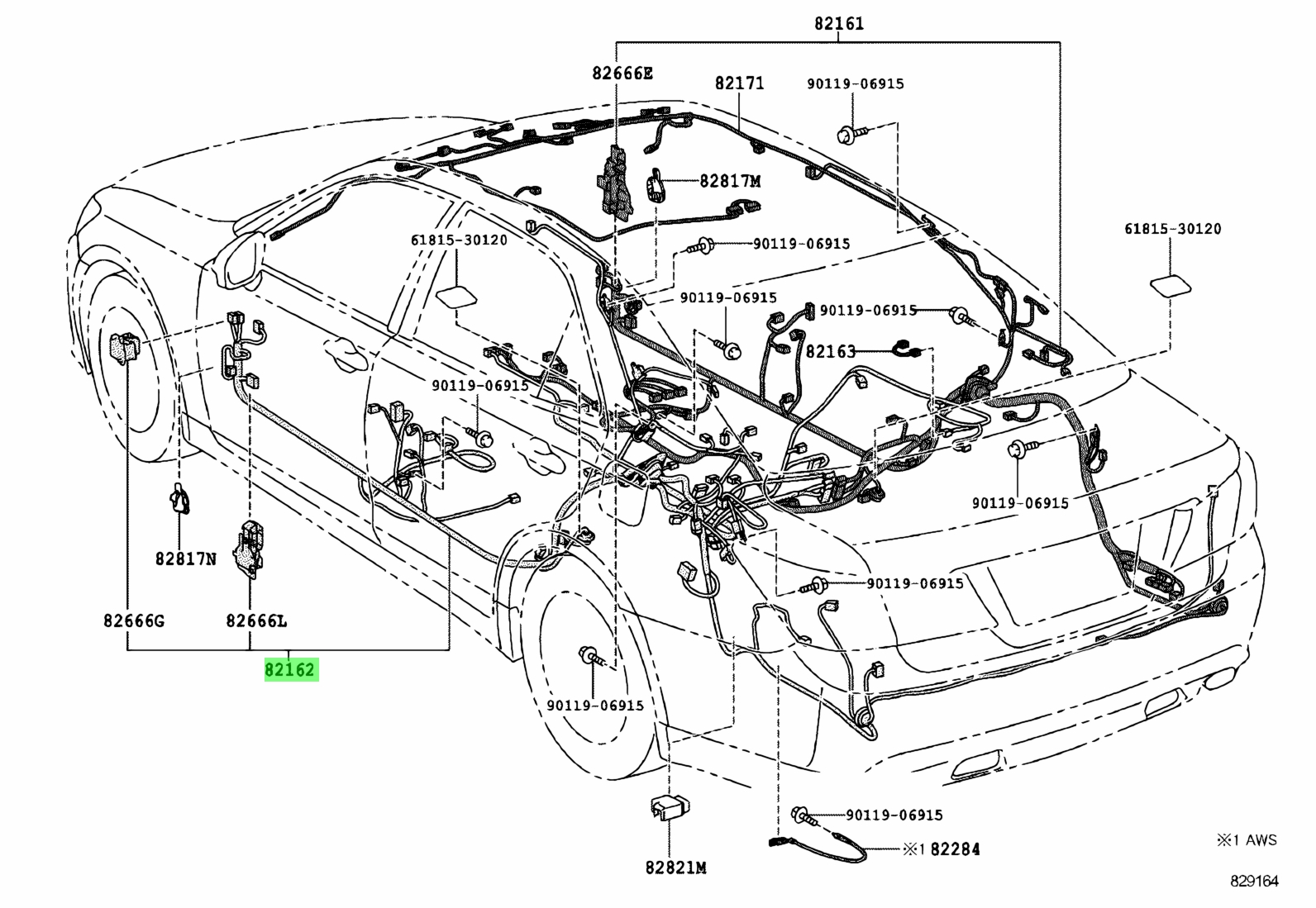 Buy Genuine Toyota 821623AE70 (82162-3AE70) Wire, Floor, No.2 for ...