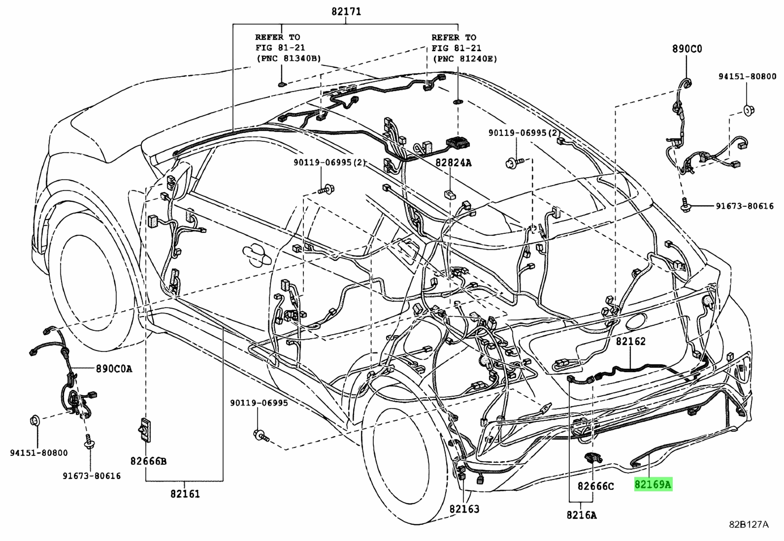 Buy Genuine Toyota 8216910020 (82169-10020) Wire, Floor, No.6 for ...