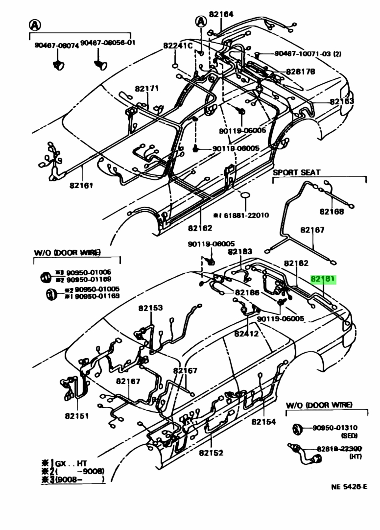 Buy Genuine Toyota 8218122170 (82181-22170) Wire, Luggage Room, No.1 ...