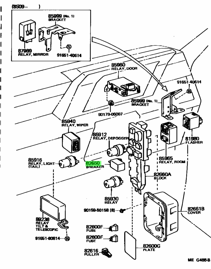 Door control toyota 85980 схема