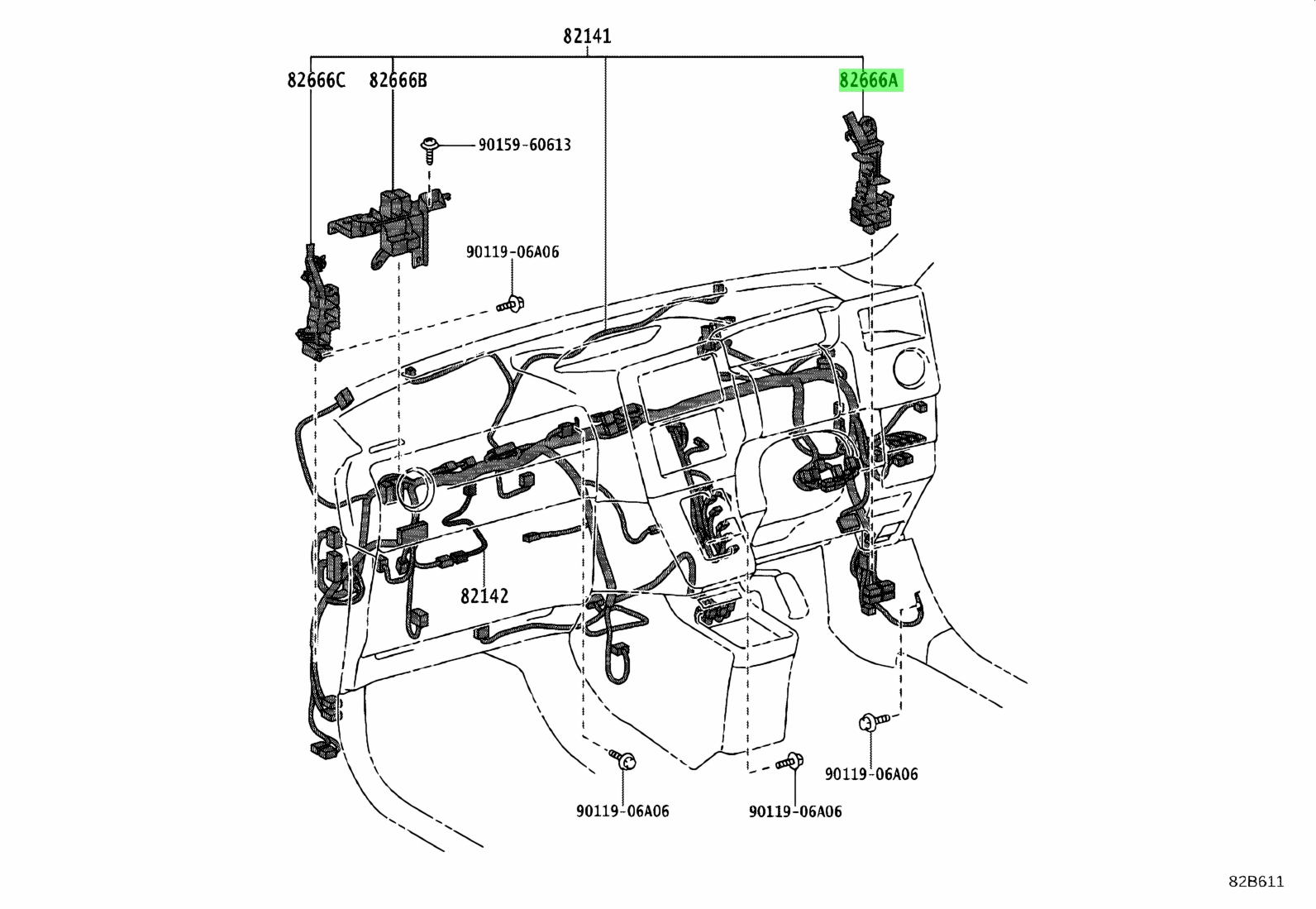 Buy Genuine Toyota 8266615020 (82666-15020) Holder, Connector No.2 ...