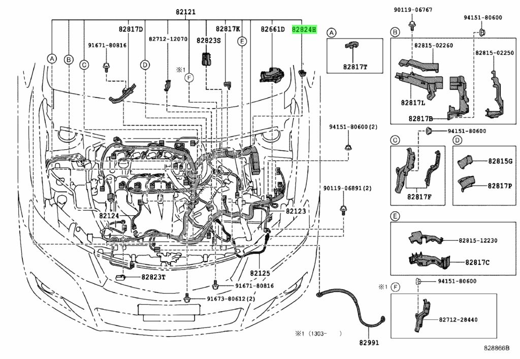 Buy Genuine Toyota 8282434100 (82824-34100) Connector, Wiring Harness ...