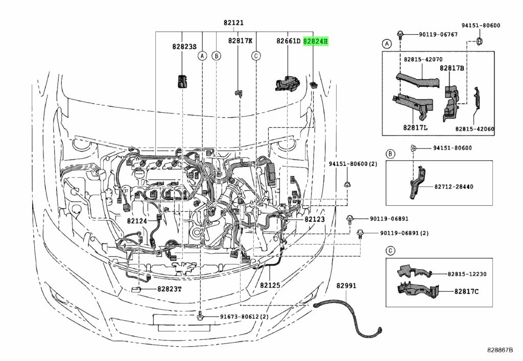 Buy Genuine Toyota 8282434100 (82824-34100) Connector, Wiring Harness ...