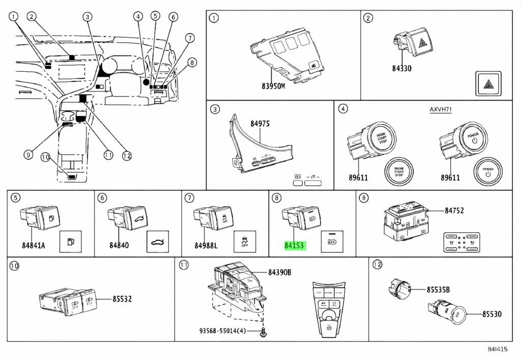 Buy Genuine Toyota 8415333040 (84153-33040) Switch, Auto High Beam for ...