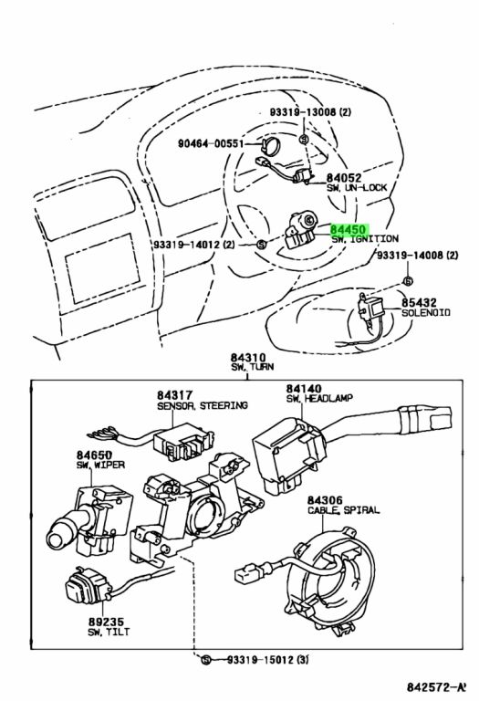 Buy Genuine Toyota 8445016080 (84450-16080) Switch Assy, Ignition Or ...