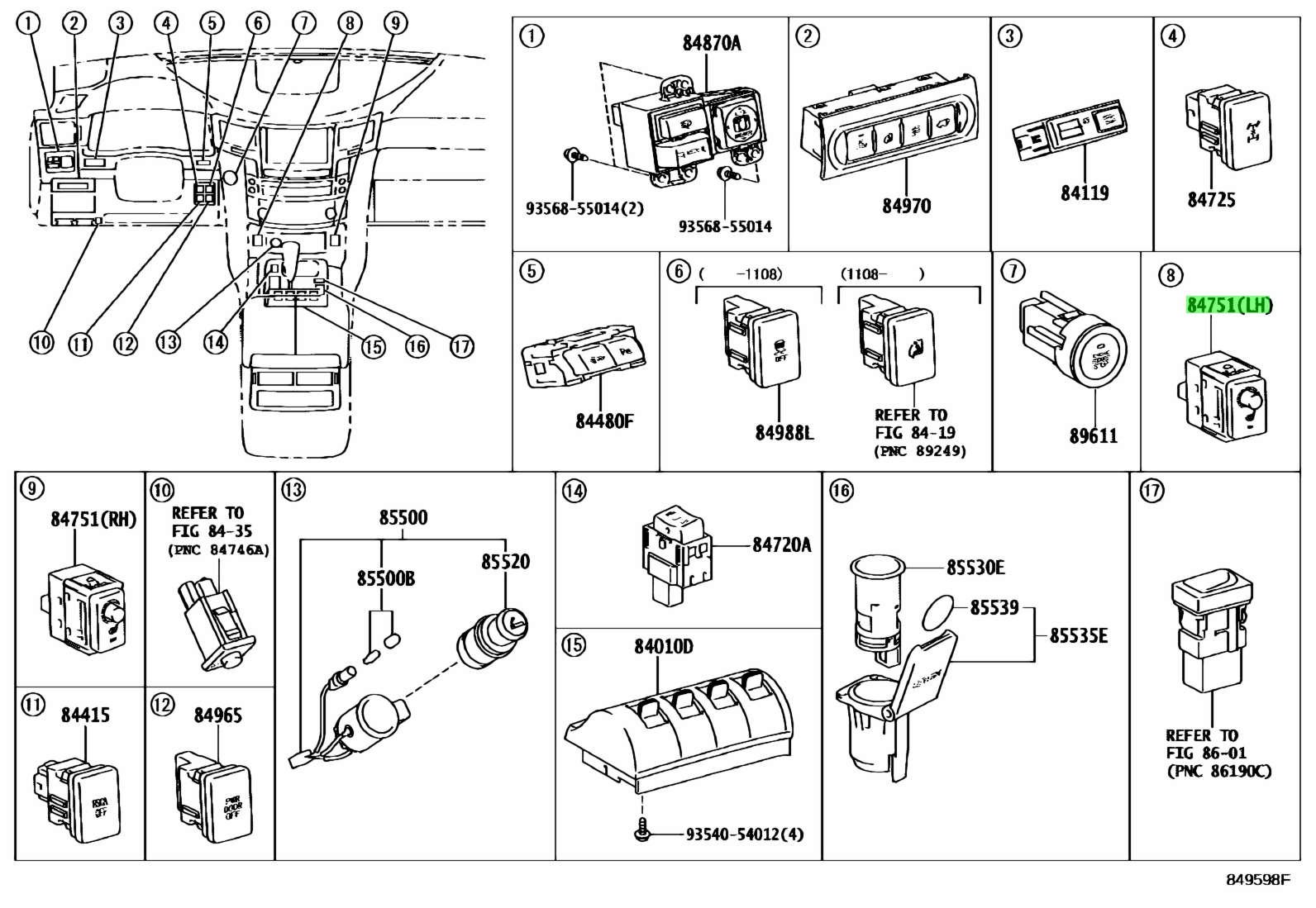 Buy Genuine Toyota 8475160140 (84751-60140) Switch, Seat Heater. Photos ...