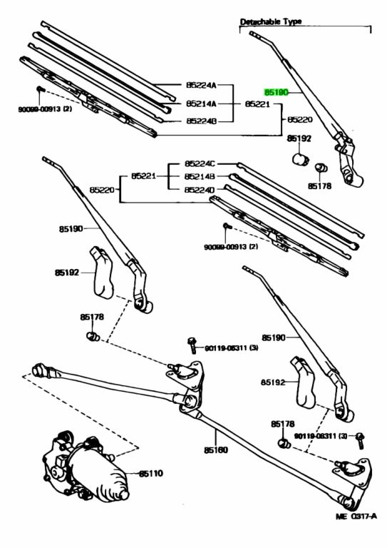 Buy Genuine Toyota 8522160090 (8522160090) Arm Assy, Windshield Wiper