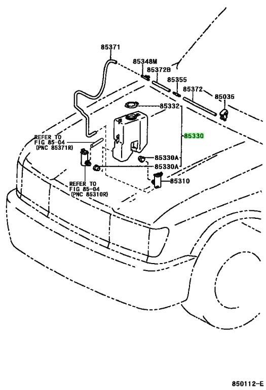 Buy Genuine Toyota 853150B040 (85315-0B040) Jar Assy, Windshield Washer ...