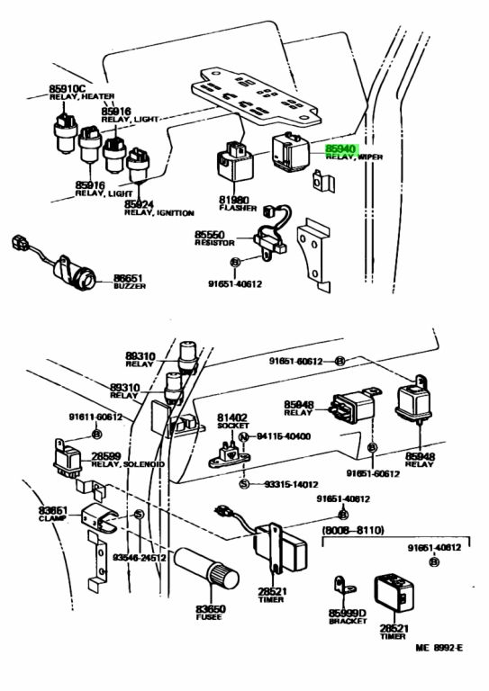 Buy Genuine Toyota 8594090A00 (85940-90A00) Relay Assy, Windshield ...