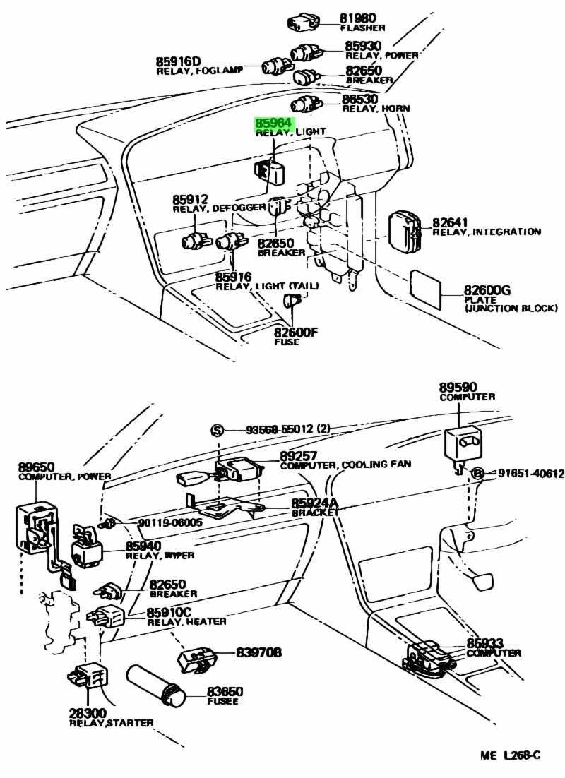 Buy Genuine Toyota 8596414050 (85964-14050) Relay, Light Retractor for ...