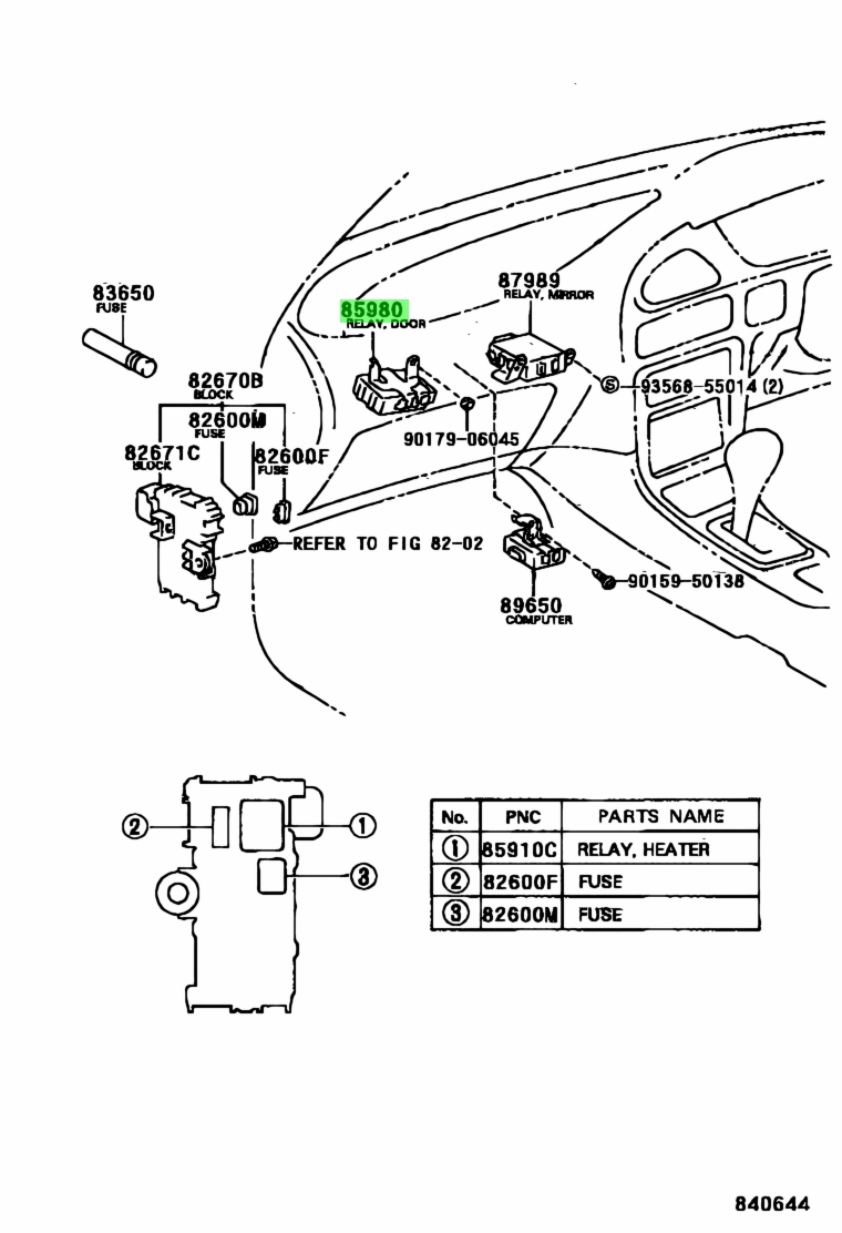 Door control toyota 85980 схема