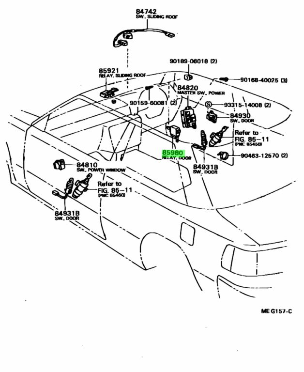 Door control toyota 85980 схема