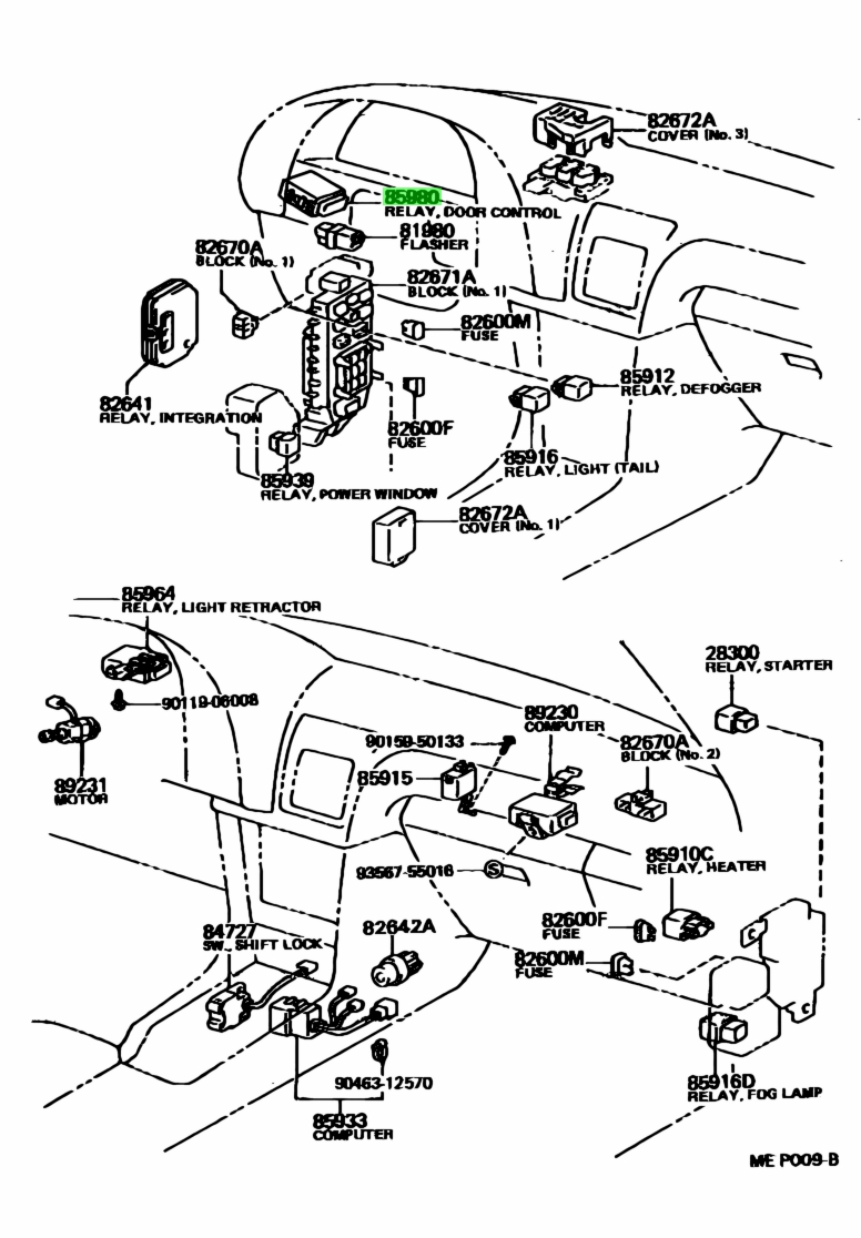 Door control toyota 85980 схема