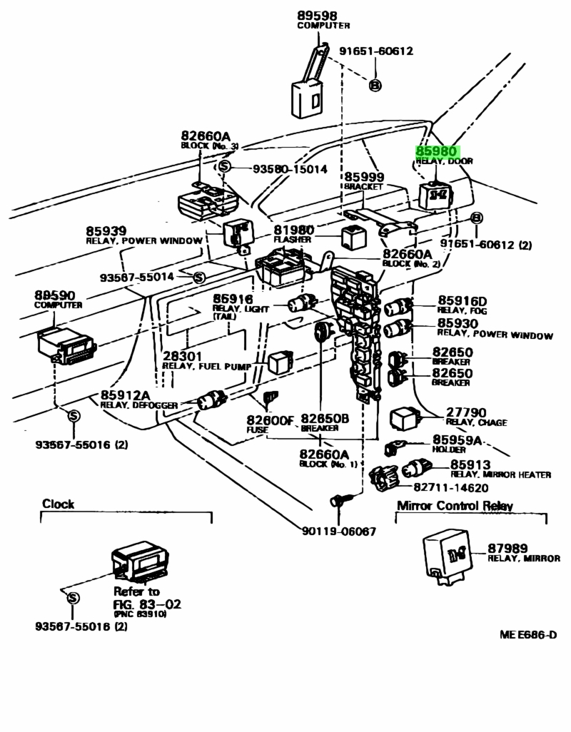 Door control toyota 85980 схема