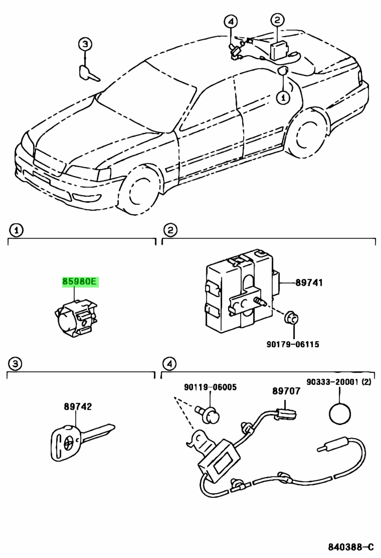 Door control toyota 85980 схема