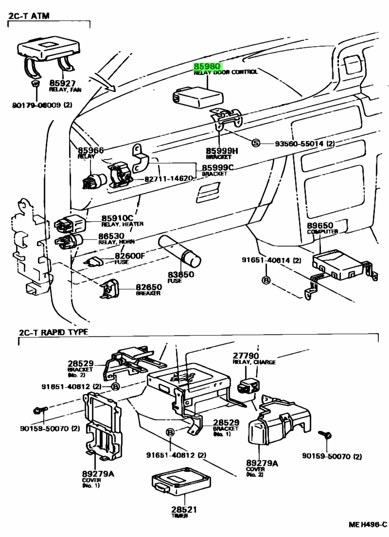 Door control toyota 85980 схема