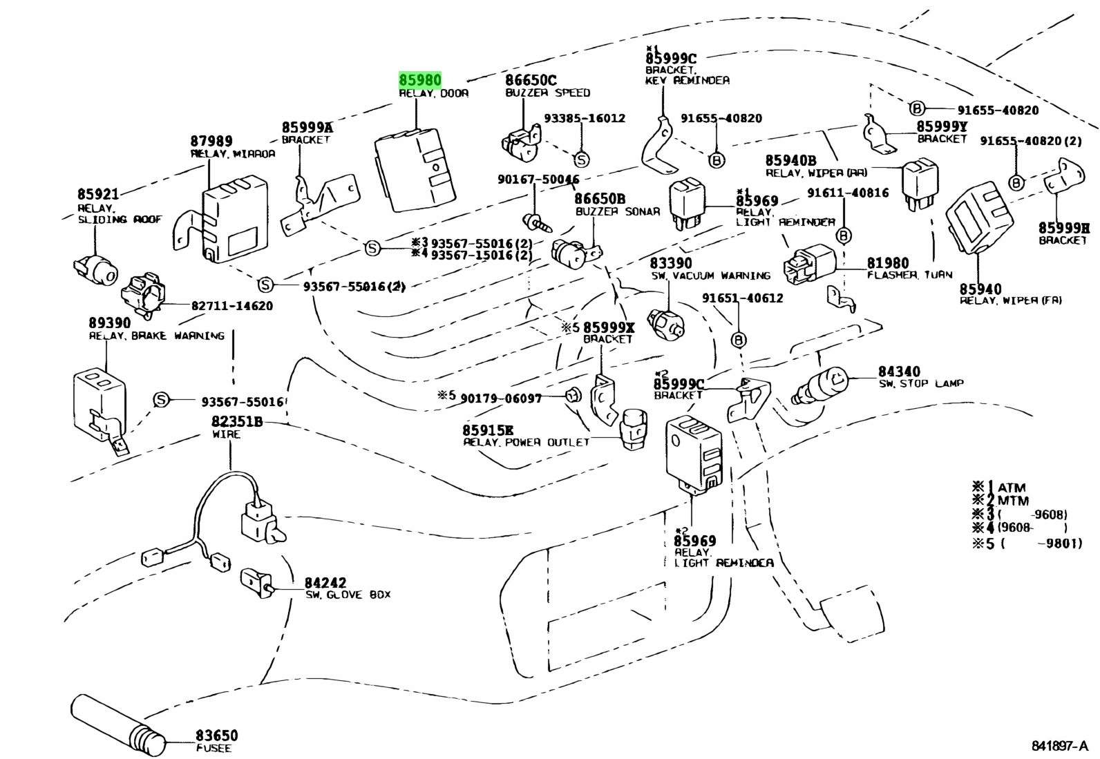 Door control toyota 85980 схема