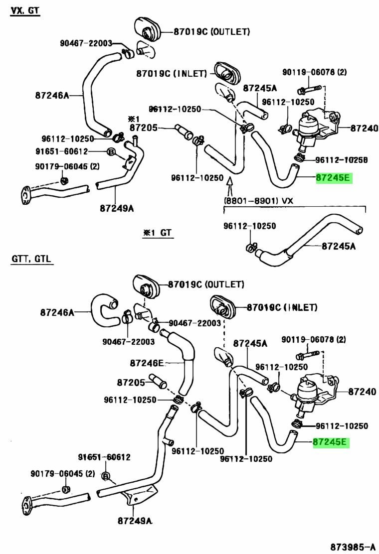 Buy Genuine Toyota 8724524130 (87245-24130) Hose, Heater Water Inlet, E ...