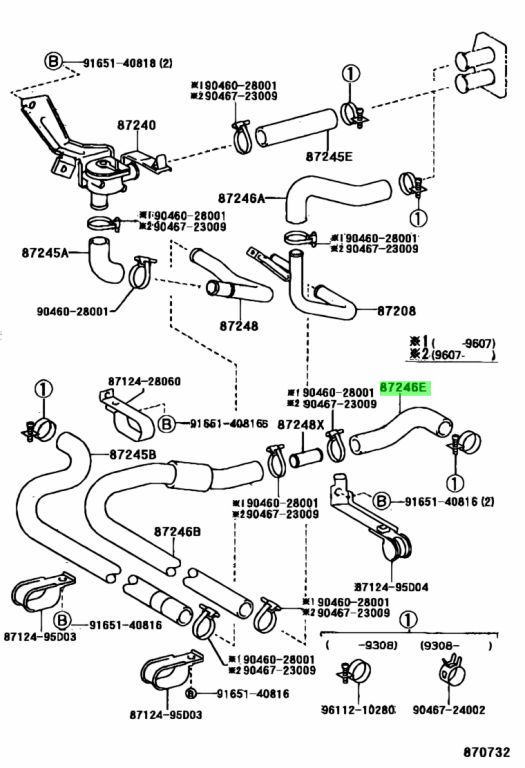 Toyota 87245-28190 Heater Water Hose Outlet 