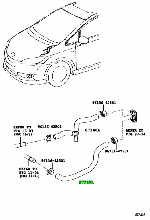 Buy Genuine Toyota 8724568030 (87245-68030) Hose, Heater Water, Inlet A for Toyota  Wish. Prices, fast shipping, photos, weight - Amayama
