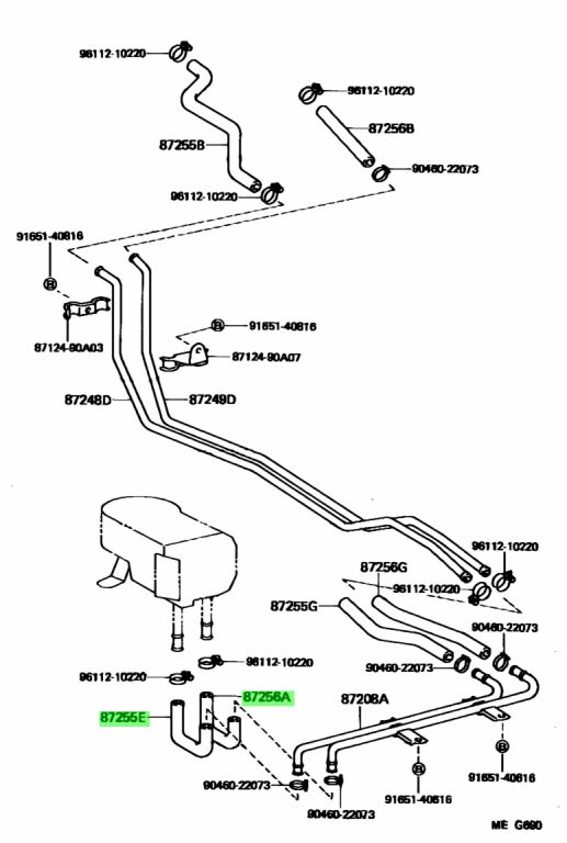 Buy Genuine Toyota 8724590A05 (87245-90A05) Hose, Rear Heater Water for ...