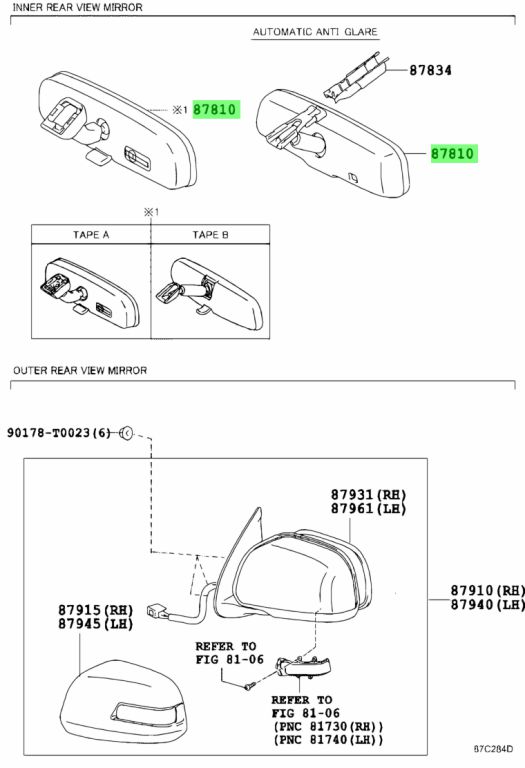 Buy Genuine Toyota Mirror Assy Inner Rear