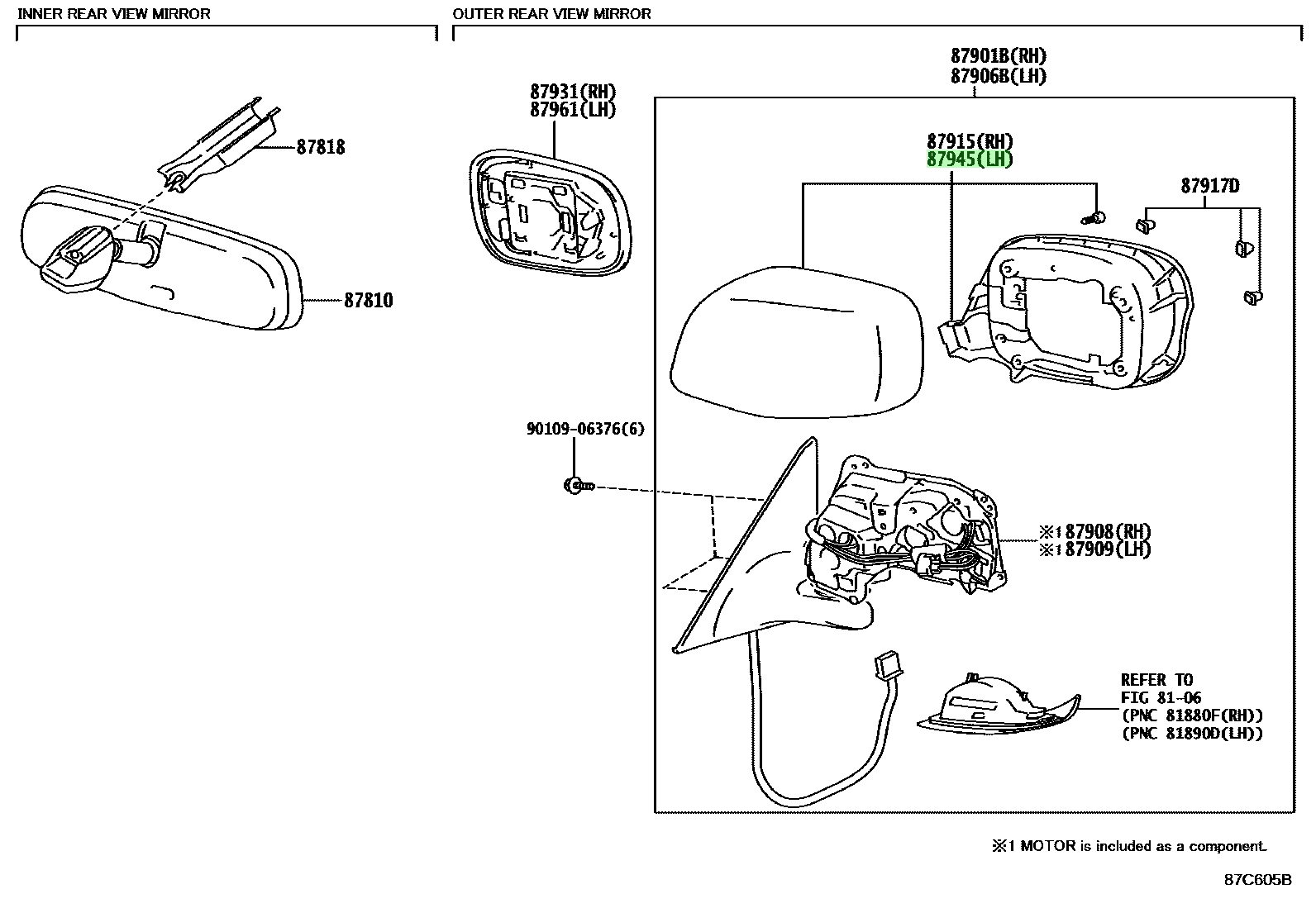 Buy Genuine Toyota 8794550030D2 (87945-50030-D2) Cover, Outer Mirror ...