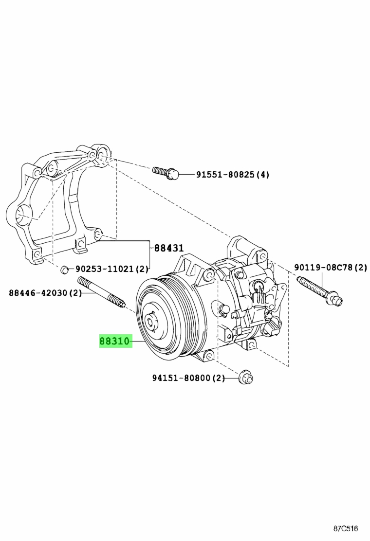 Buy Genuine Toyota 8831006441 (88310-06441) Compressor Assy, W/pulley ...